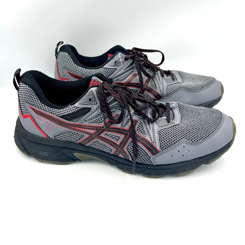 ASICS Gel-Venture 8 Mens Size 13 Trail Running Shoes 13 Gray Red Sneakers
